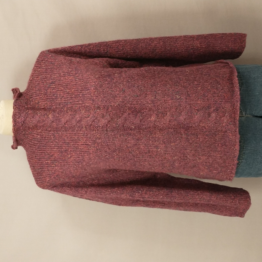Handmade OOAK Speckled Orchid Hand Knit Sweater Rolled Edge Boxy Casual